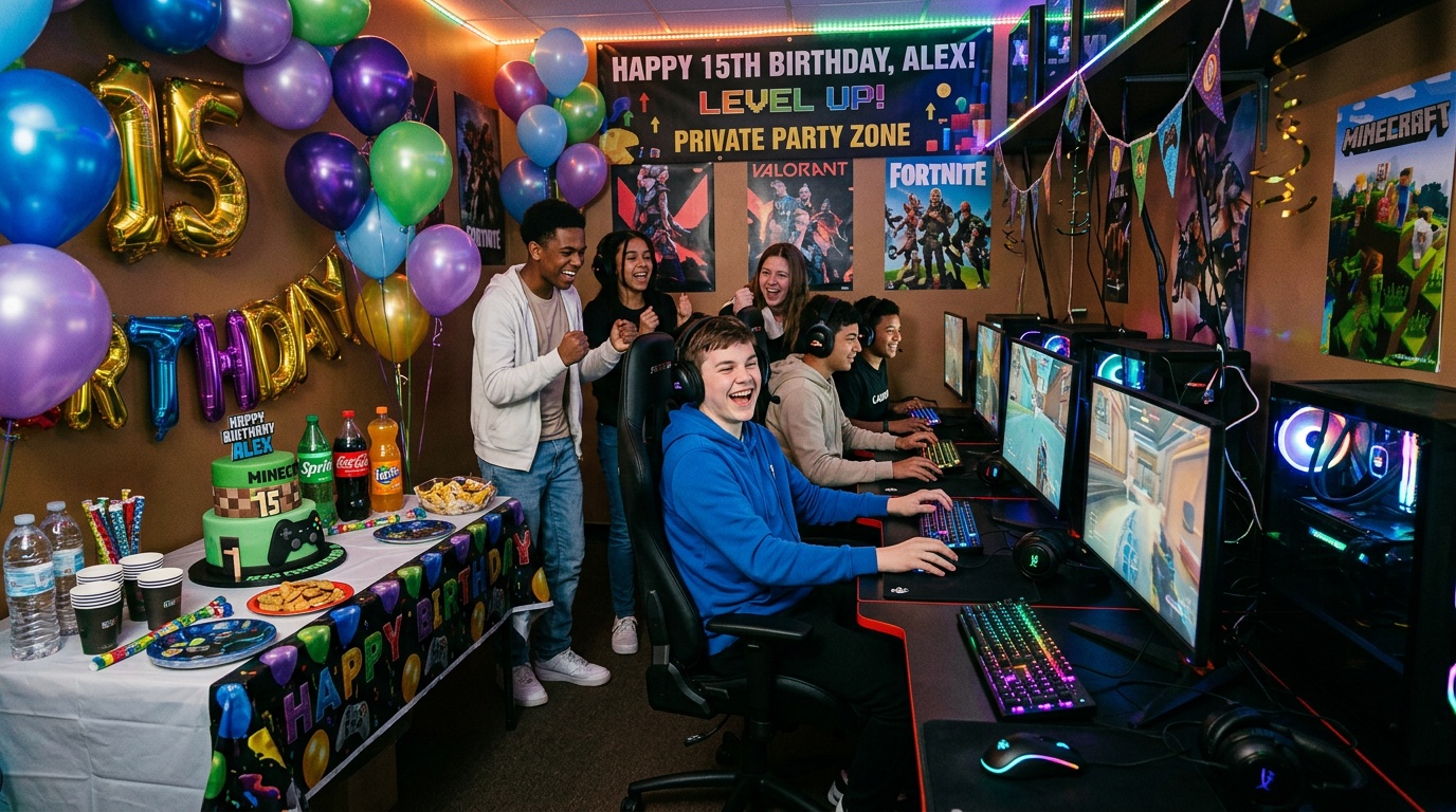 Cumpleaños gamer en sala privada