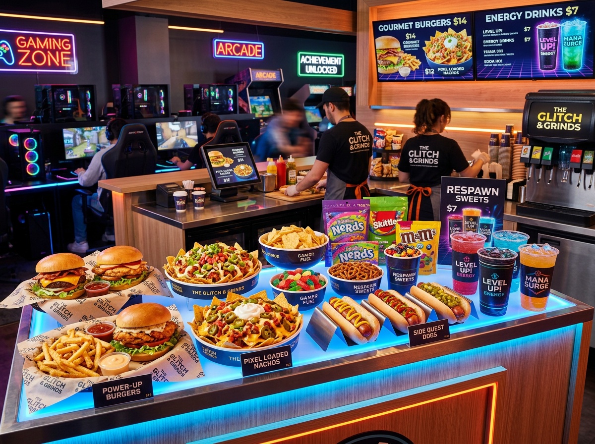 Menú gamer snacks y comida Play Cafe ARG
