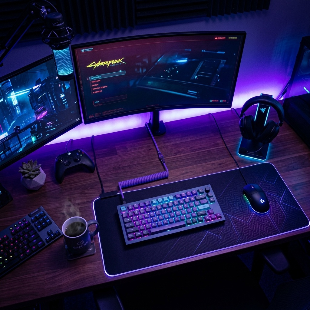 Setup PC gaming top view